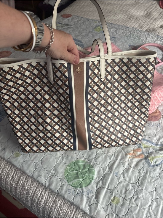 Tory Burch Handbags - Tory Burch Brown, Cream and Black Patterned Tote